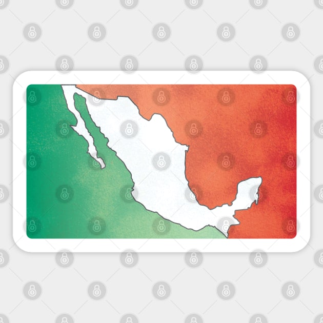 Mexico map in mexican flag colors distressed style Sticker by Finji